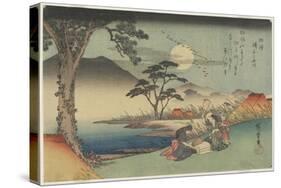 Pounding Silk by the Jewel River in Settsu Province, 1835-1837-Utagawa Hiroshige-Stretched Canvas