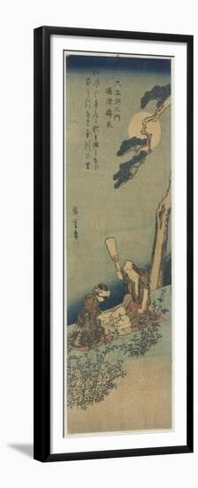 Pounding Silk in Settsu Province, 1830-1844-Utagawa Hiroshige-Framed Premium Giclee Print