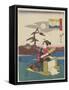 Pounding Silk in Settsu Province, 1843-1847-Utagawa Hiroshige-Framed Stretched Canvas