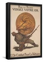Pour la France Versez Votre Or WWI War Propaganda Art Print Poster-null-Framed Poster