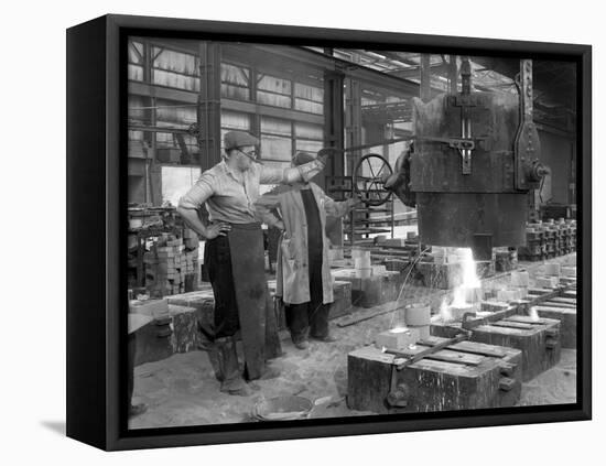 Pouring a Small Casting at Edgar Allens Steel Foundry, Sheffield, South Yorkshire, 1963-Michael Walters-Framed Stretched Canvas