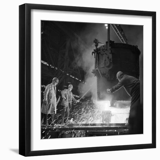 Pouring a Two Ton Casting, Osborn Hadfields Steel Founders, Sheffield, South Yorkshire, 1968-Michael Walters-Framed Photographic Print