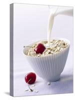 Pouring Milk onto Oat Flakes-null-Stretched Canvas