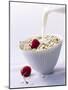 Pouring Milk onto Oat Flakes-null-Mounted Photographic Print