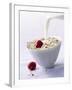 Pouring Milk onto Oat Flakes-null-Framed Photographic Print