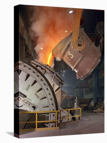 Pouring Molten Iron into a Kaldo Unit, Park Gate Iron and Steel Co, Rotherham, South Yorkshire, 196-Michael Walters-Stretched Canvas