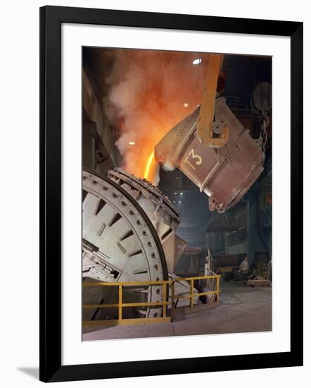 Pouring Molten Iron into a Kaldo Unit, Park Gate Iron and Steel Co, Rotherham, South Yorkshire, 196-Michael Walters-Framed Premium Photographic Print