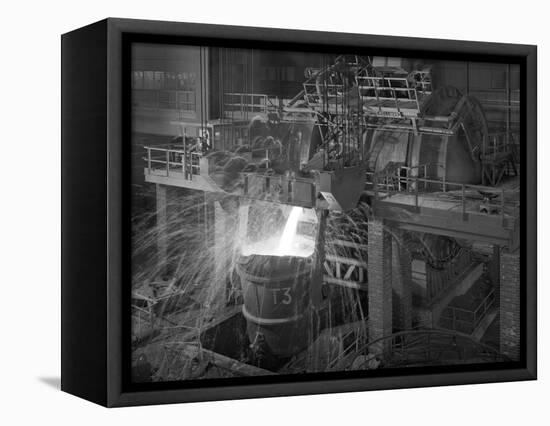 Pouring Molten Iron, Park Gate Steelworks, Rotherham, South Yorkshire, 1964-Michael Walters-Framed Stretched Canvas