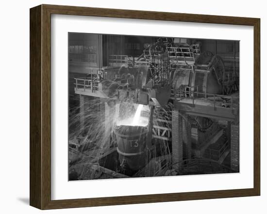 Pouring Molten Iron, Park Gate Steelworks, Rotherham, South Yorkshire, 1964-Michael Walters-Framed Photographic Print