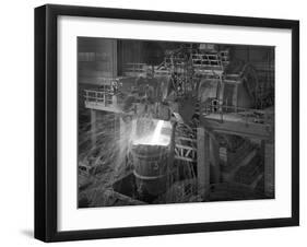 Pouring Molten Iron, Park Gate Steelworks, Rotherham, South Yorkshire, 1964-Michael Walters-Framed Photographic Print