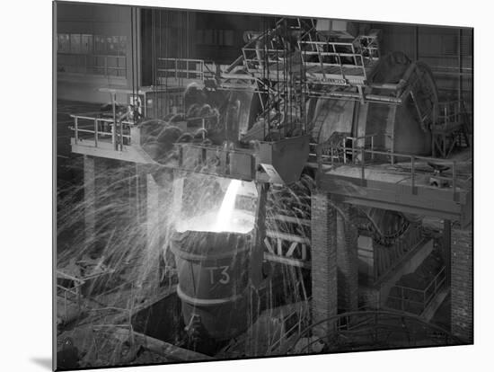 Pouring Molten Iron, Park Gate Steelworks, Rotherham, South Yorkshire, 1964-Michael Walters-Mounted Photographic Print