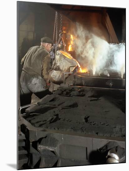 Pouring Molten Metal from a Cupola into Moulds, Steel Bath Production, Hull, Humberside, 1965-Michael Walters-Mounted Photographic Print