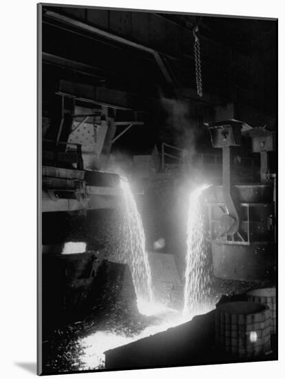 Pouring of Molten Steel-null-Mounted Photographic Print