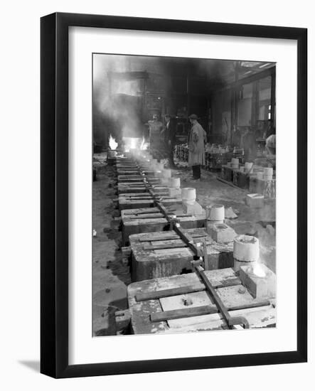 Pouring Small Castings, Edgar Allen Steel Co, Sheffield, South Yorkshire, 1963-Michael Walters-Framed Photographic Print