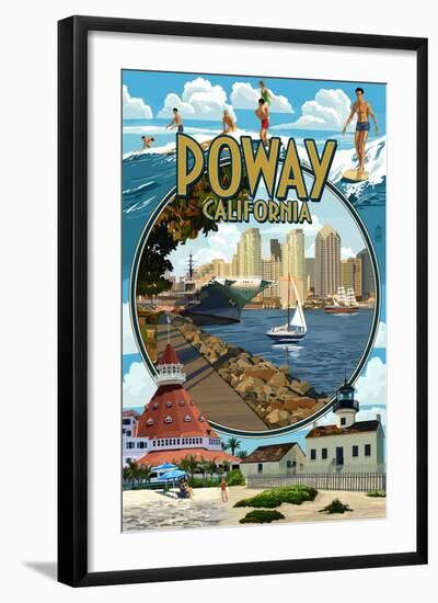 Poway, California Montage-Lantern Press-Framed Art Print