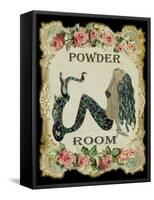Powder Room Mermaid with Vintage Roses-sylvia pimental-Framed Stretched Canvas