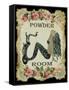 Powder Room Mermaid with Vintage Roses-sylvia pimental-Framed Stretched Canvas
