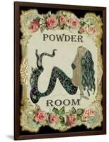 Powder Room Mermaid with Vintage Roses-sylvia pimental-Framed Art Print