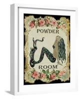 Powder Room Mermaid with Vintage Roses-sylvia pimental-Framed Art Print