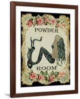 Powder Room Mermaid with Vintage Roses-sylvia pimental-Framed Art Print