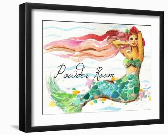 Powder Room Red Hair Mermaid-sylvia pimental-Framed Art Print