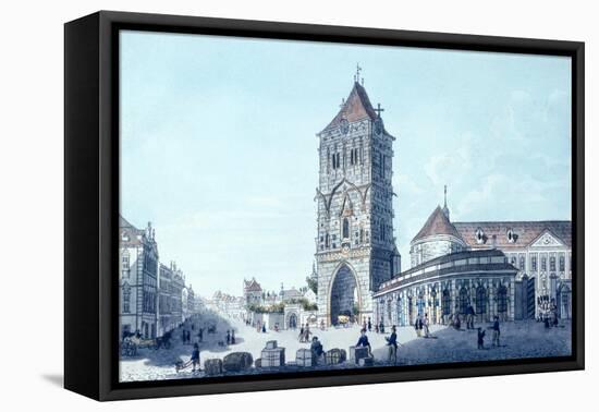 Powder Tower and Prikopy Street-Vincenc Morstadt-Framed Stretched Canvas