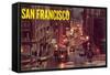 Powell Street at Night, San Francisco, California-null-Framed Stretched Canvas