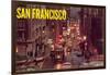 Powell Street at Night, San Francisco, California-null-Framed Art Print