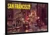 Powell Street at Night, San Francisco, California-null-Framed Art Print