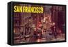 Powell Street at Night, San Francisco, California-null-Framed Stretched Canvas