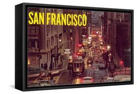 Powell Street at Night, San Francisco, California-null-Framed Stretched Canvas