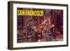 Powell Street at Night, San Francisco, California-null-Framed Art Print