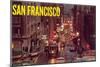 Powell Street at Night, San Francisco, California-null-Mounted Art Print