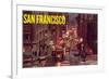 Powell Street at Night, San Francisco, California-null-Framed Art Print