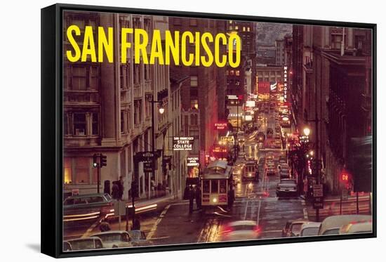 Powell Street at Night, San Francisco, California-null-Framed Stretched Canvas