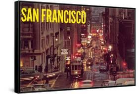 Powell Street at Night, San Francisco, California-null-Framed Stretched Canvas