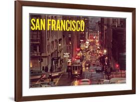 Powell Street at Night, San Francisco, California-null-Framed Premium Giclee Print