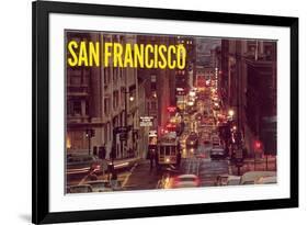 Powell Street at Night, San Francisco, California-null-Framed Premium Giclee Print