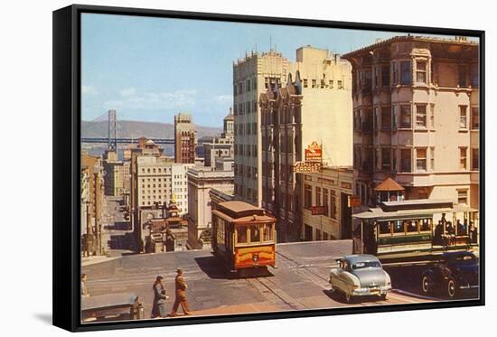 Powell Street, Cable Cars, San Francisco, California-null-Framed Stretched Canvas