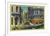 Powell Street with Cable Cars and Turntable - San Francisco, CA-Lantern Press-Framed Art Print