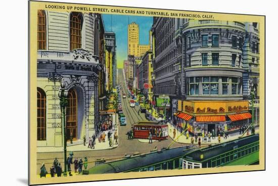 Powell Street with Cable Cars and Turntable - San Francisco, CA-Lantern Press-Mounted Art Print