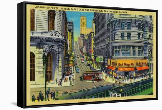 Powell Street with Cable Cars and Turntable - San Francisco, CA-Lantern Press-Framed Stretched Canvas