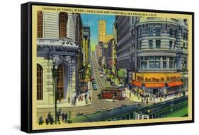 Powell Street with Cable Cars and Turntable - San Francisco, CA-Lantern Press-Framed Stretched Canvas