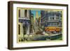 Powell Street with Cable Cars and Turntable - San Francisco, CA-Lantern Press-Framed Art Print