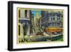 Powell Street with Cable Cars and Turntable - San Francisco, CA-Lantern Press-Framed Art Print