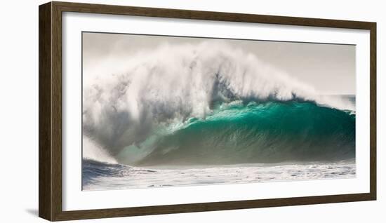 Power-Giant wave breaking off the Na Pali coast of Kauai, Hawaii-Mark A Johnson-Framed Photographic Print