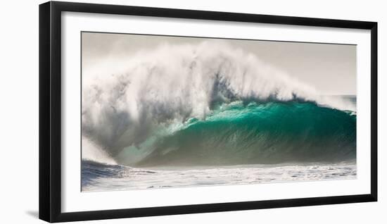 Power-Giant wave breaking off the Na Pali coast of Kauai, Hawaii-Mark A Johnson-Framed Photographic Print