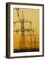 Power lines in morning light, Germany, Europe-Hans-Peter Merten-Framed Photographic Print