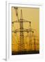 Power lines in morning light, Germany, Europe-Hans-Peter Merten-Framed Photographic Print