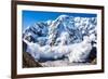 Power of Nature. Real Huge Avalanche Comes from a Big Mountain (Shkhara, 5,193 M), Caucasus, Kabard-Lysogor Roman-Framed Photographic Print